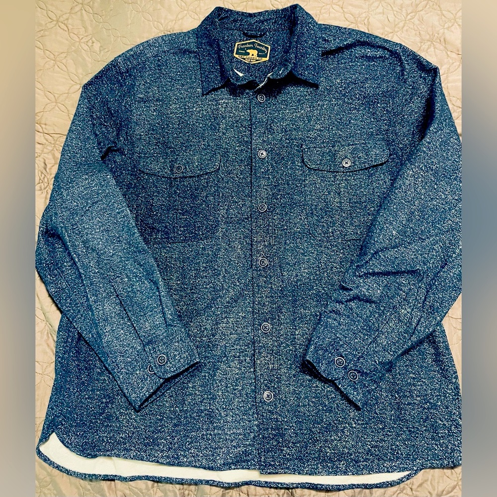 Freedom Foundry Flannel Shirt Mens Jacket Blue Speckled Long Sleeve Size XL